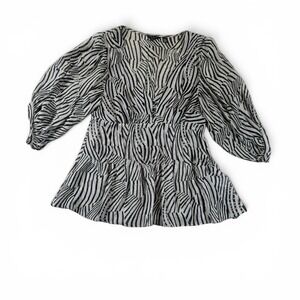 Ted Baker London Women's Ammbre Exaggerated Shoulder Blouse Animal Print Size 1
